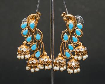 Elegant new peacock design jhumki earring 1