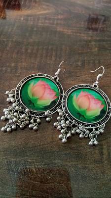 Beautiful flower design german silver earring 1