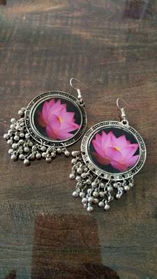 Beautiful flower design german silver earring 1