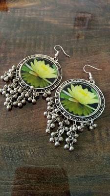 Beautiful flower design german silver earring 1