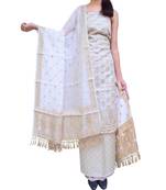 Giftpiper Benarasi Jamdani Brocade Suit In Silk Cotton Off White
