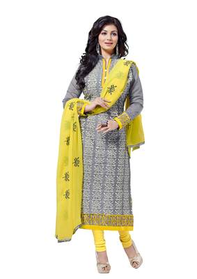 Grey embroidered chanderi salwar with dupatta 1