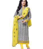 Grey embroidered chanderi salwar with dupatta