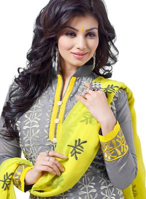 Grey embroidered chanderi salwar with dupatta 2