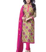 Beige embroidered chanderi salwar with dupatta