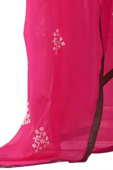 Brown Embroidered Chanderi Salwar With Dupatta