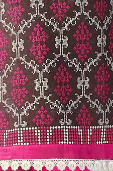 Brown Embroidered Chanderi Salwar With Dupatta