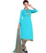 Sky blue embroidered chanderi salwar with dupatta