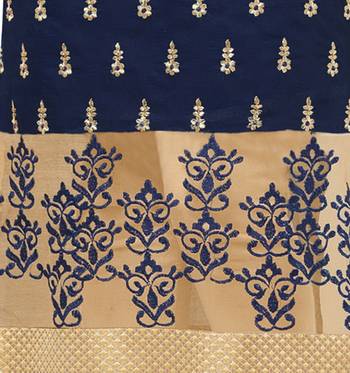 Navy blue embroidered chanderi salwar with dupatta 3