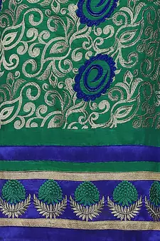 Turquoise Embroidered Cotton Salwar With Dupatta