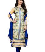 Beige Embroidered Cotton Salwar With Dupatta