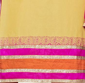 Yellow embroidered cotton salwar with dupatta 4
