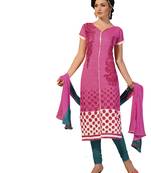 Pink Embroidered Chanderi Salwar With Dupatta