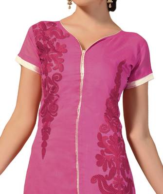 Pink Embroidered Chanderi Salwar With Dupatta 2