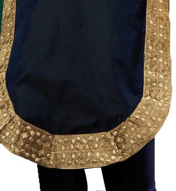 Navy Blue Embroidered Chanderi Salwar With Dupatta 3