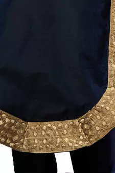 Navy Blue Embroidered Chanderi Salwar With Dupatta