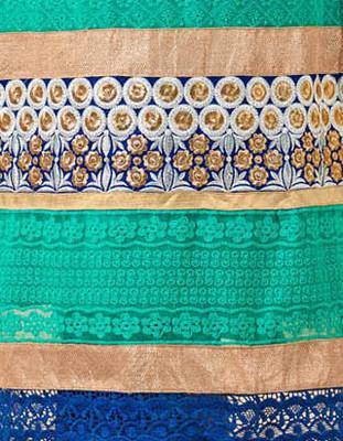 Turquoise embroidered georgette salwar with dupatta 3