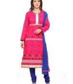 Pink Embroidered Chanderi Salwar With Dupatta
