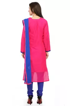 Pink Embroidered Chanderi Salwar With Dupatta