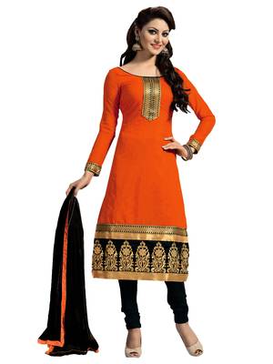 Orange embroidered chanderi salwar with dupatta 1