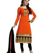 Orange embroidered chanderi salwar with dupatta