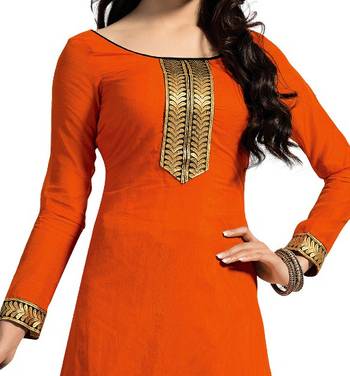 Orange embroidered chanderi salwar with dupatta 2