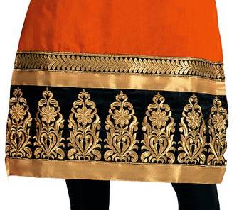 Orange embroidered chanderi salwar with dupatta 3