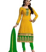 Yellow embroidered chanderi salwar with dupatta