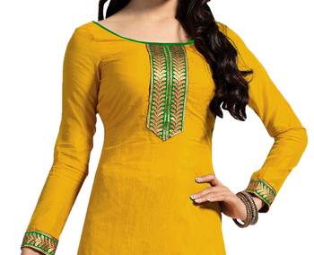 Yellow embroidered chanderi salwar with dupatta 2