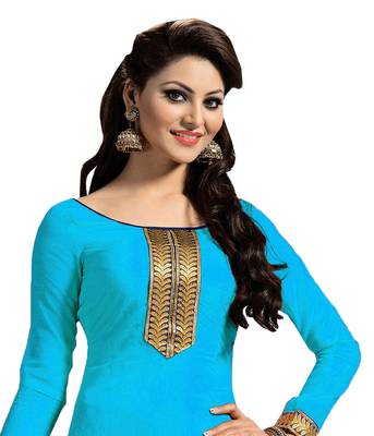 Blue embroidered chanderi salwar with dupatta 2