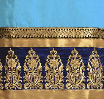 Blue embroidered chanderi salwar with dupatta 3