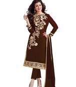 Eid Festive Salwar In Brown Embroidered Chanderi with Dupatta Unstitched