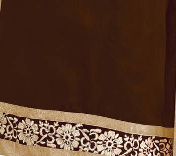 Eid Festive Salwar In Brown Embroidered Chanderi with Dupatta Unstitched 3