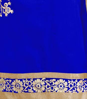 Blue Embroidered Chanderi Salwar with Dupatta - Unstitched 3