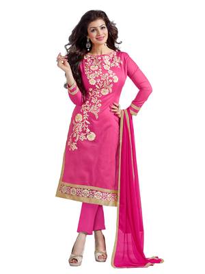 Pink Embroidered Chanderi Salwar With Dupatta 1