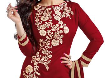 Maroon Embroidered Chanderi Salwar With Dupatta 2