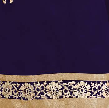 Navy blue embroidered chanderi salwar with dupatta 3
