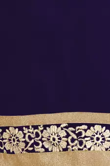 Navy blue embroidered chanderi salwar with dupatta