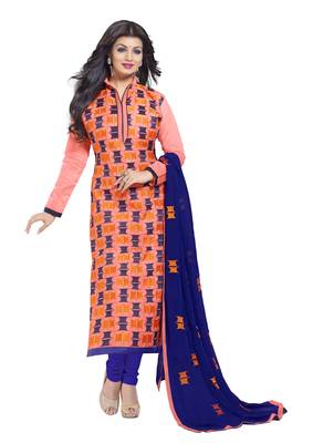 Orange Embroidered Chanderi Salwar With Dupatta 1