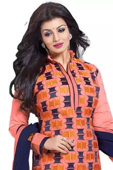 Orange Embroidered Chanderi Salwar With Dupatta