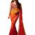 Orange color embroidered georgette semi stitched party wear saree with blouse