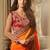 Orange color embroidered georgette semi stitched party wear saree with blouse
