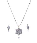 American Diamond Gold Silver Designer Chain Pendant Set WMNS1010