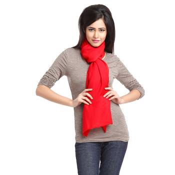 Real Red Viscose Stole With Tassels 1