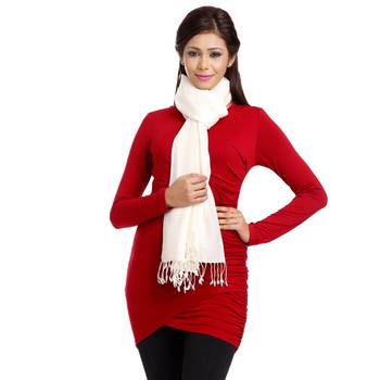 Off White Stole With Small Fringe 1