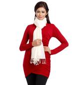 Off White Stole With Small Fringe