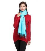 Aqua Blue Pashmina-Style Stole With Small Fringe