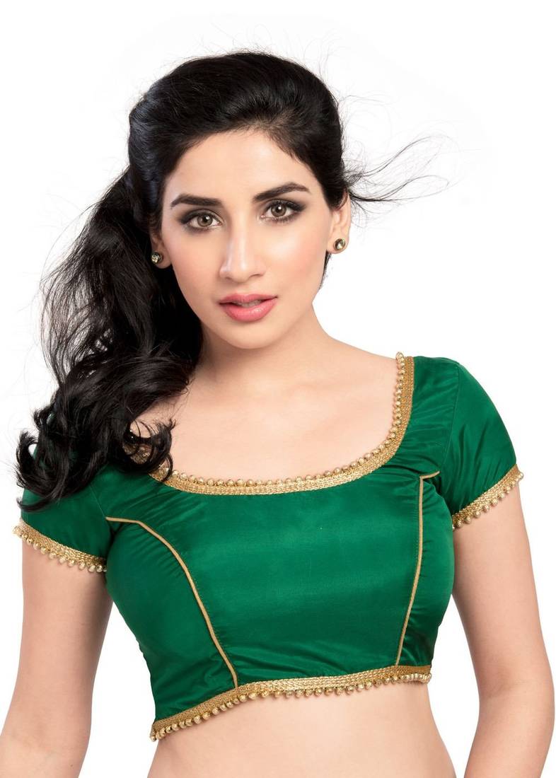green tapeta silk lace unstitched blouse