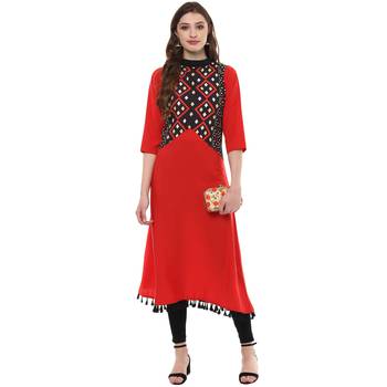 multicolor faux_crepe crepe stitched kurti 1