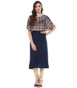 blue faux_crepe crepe stitched kurti